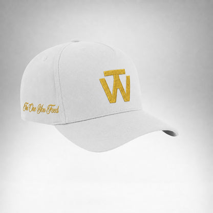 White Two Wolves cap with gold embroidered logo