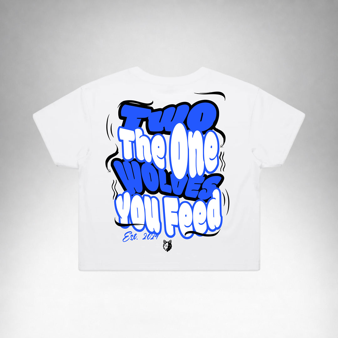T-Shirt Crop Womens TOYF - White/Blue