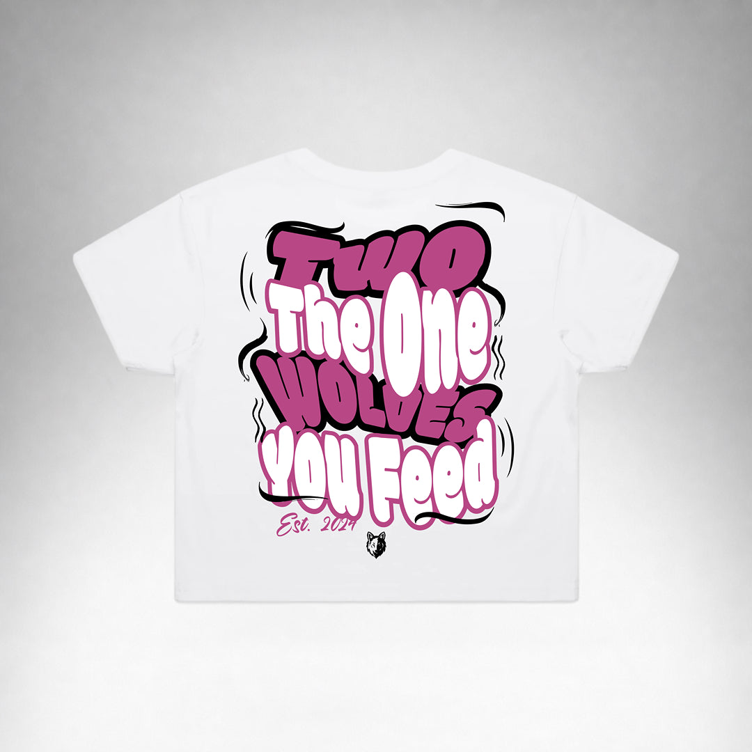 T-Shirt Crop Womens TOYF - White/Pink