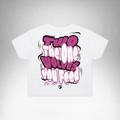 T-Shirt Crop Womens TOYF - White/Pink