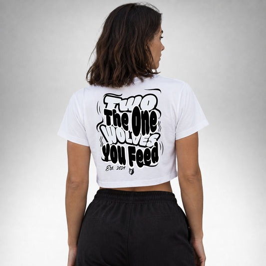 T-Shirt Crop Womens TOYF - White/Black
