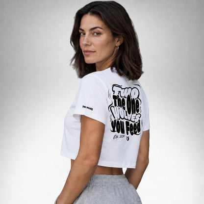 T-Shirt Crop Womens TOYF - White/Black