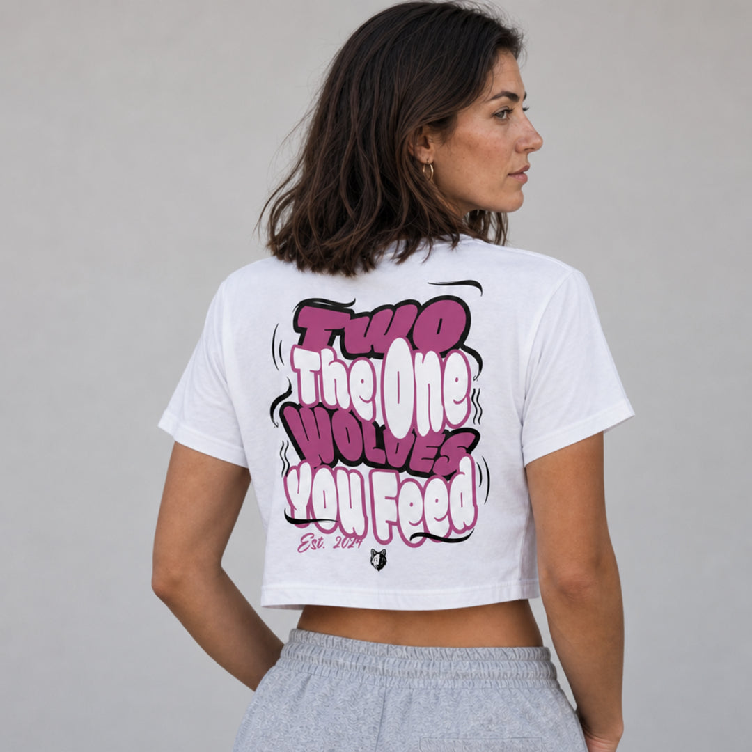 T-Shirt Crop Womens TOYF - White/Pink