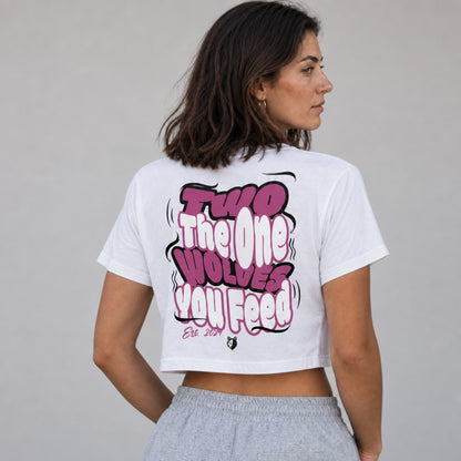 T-Shirt Crop Womens TOYF - White/Pink