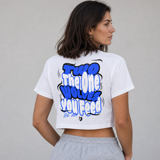 T-Shirt Crop Womens TOYF - White/Blue