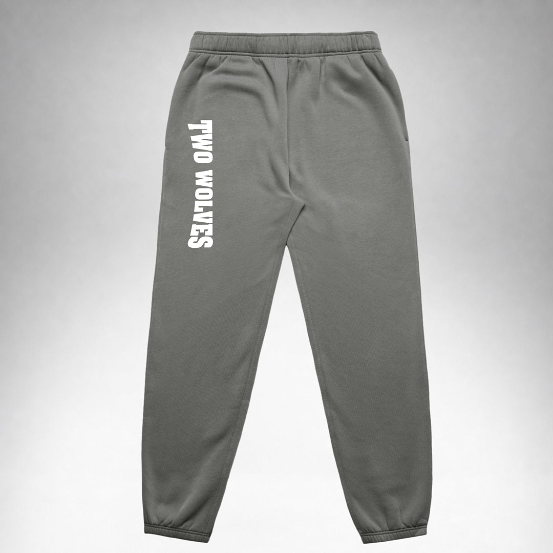 Shadow Two Wolves track pants with white logo on leg, front part